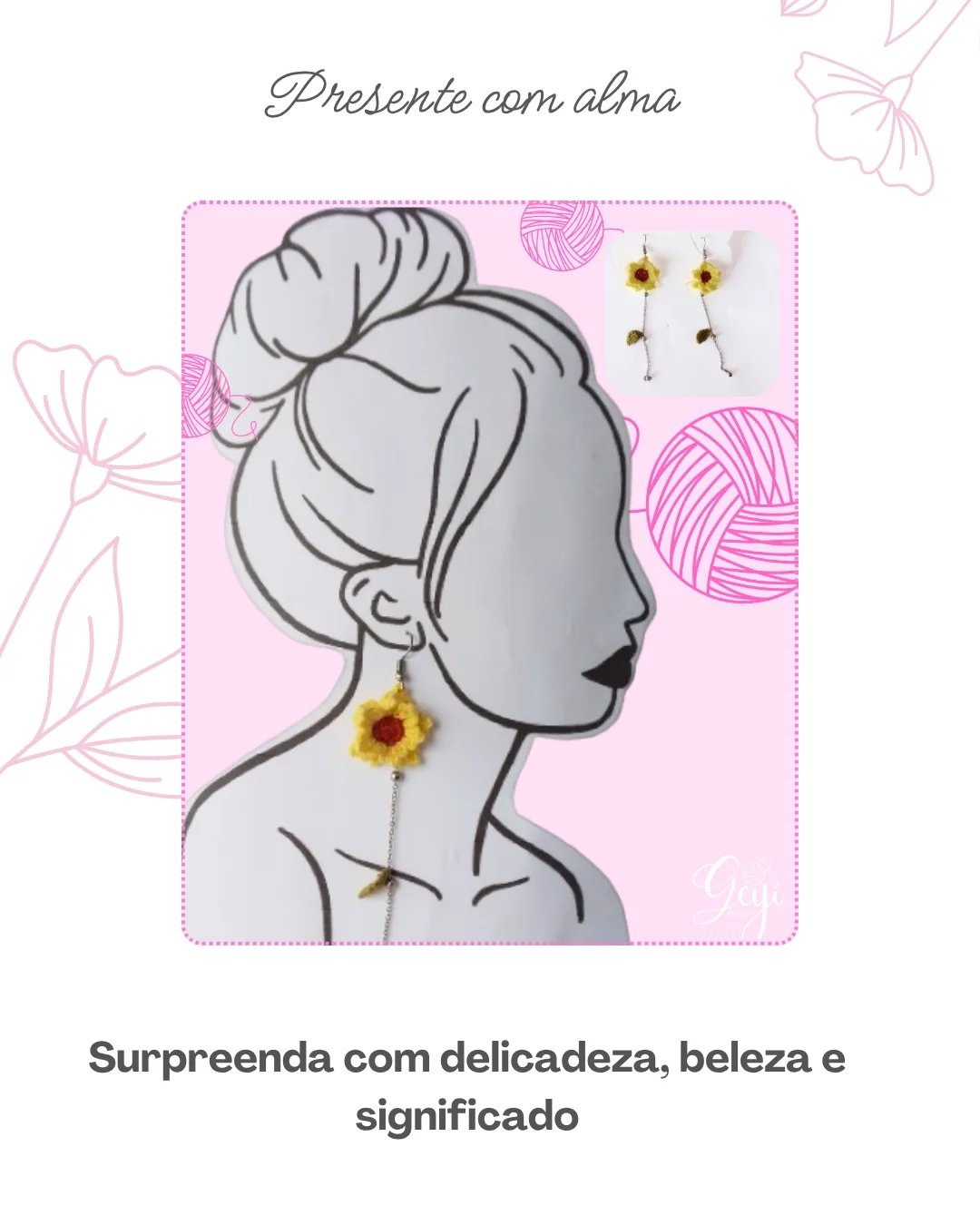 Brincos girassol em crochê